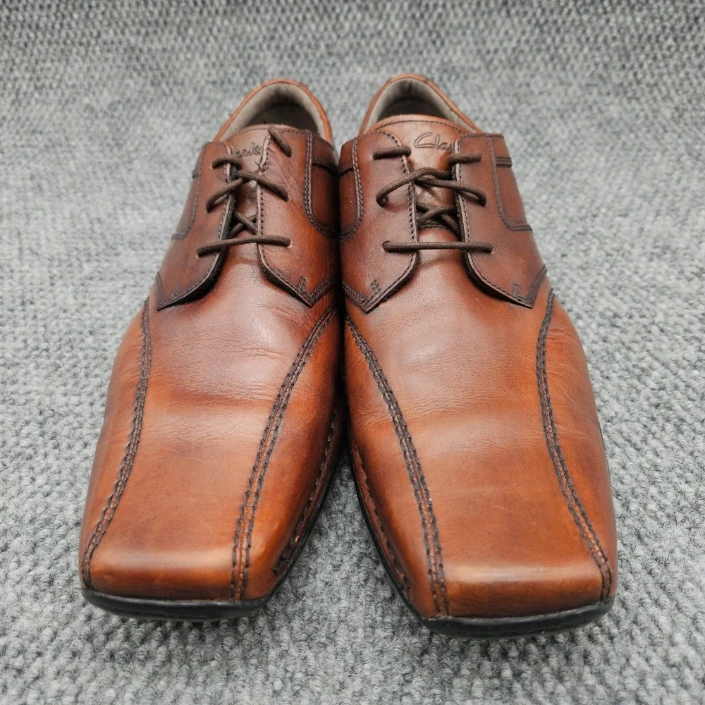 Clarks (Men's 12 M) Brown Leather Oxford Dress Shoes Square Toe Business Casual